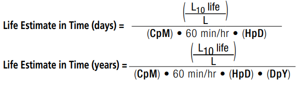 Estimated Life In Time Equations